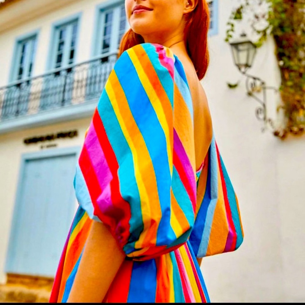 NWT adorable Farm Rio maxi Striped Scarf dress!